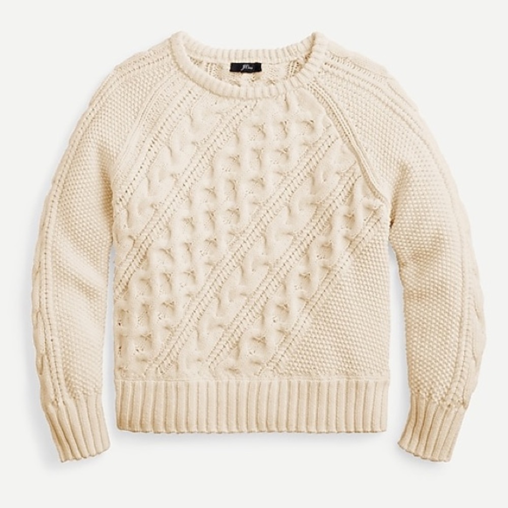 J.Crew diagonally cable-knot sweater in navy blue